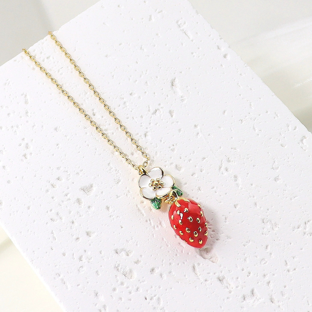 Kate SPADE Colorful Enamel Strawberry Flower Gold Plated Choker
